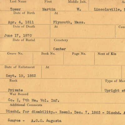 Martin W. Tower Military Records