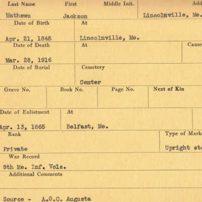 Jackson Mathews Military Records