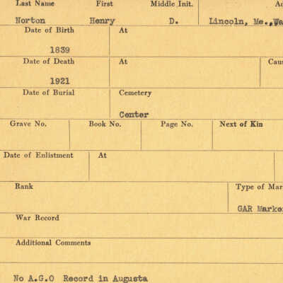 Henry D. Norton Military Records