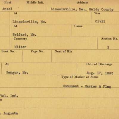 Ansel Wadsworth Military Records