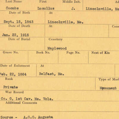Lucullus J. Coombs Military Records