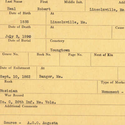 Robert Heal Military Records