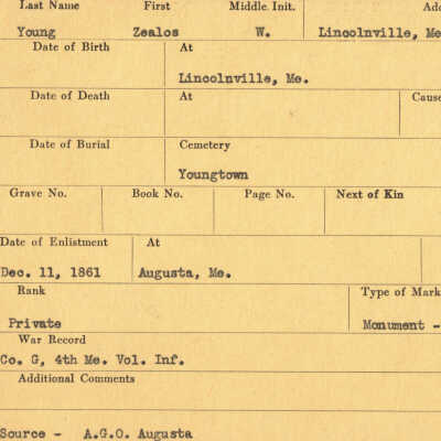 Zealos W. Young Military Records