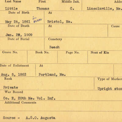 Thomas C. Little Military Records