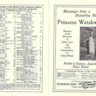 Princess Watahwaso advertising brochure