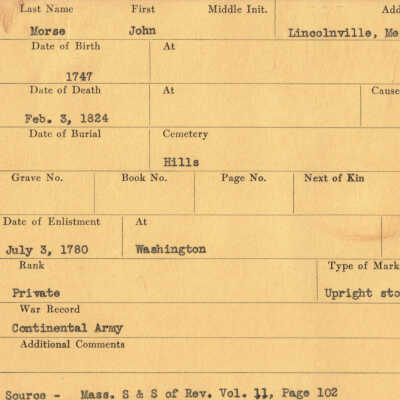 John Morse Military Records
