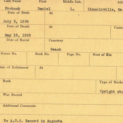 Daniel L. Frohock Military Records