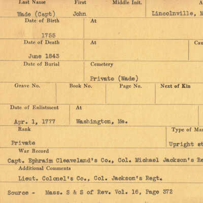 John Wade Military Records