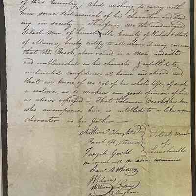 1828 letter from David Brooks