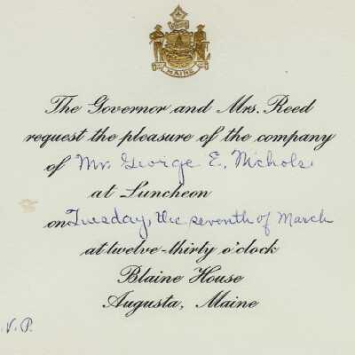Luncheon invitation from Governor Reed