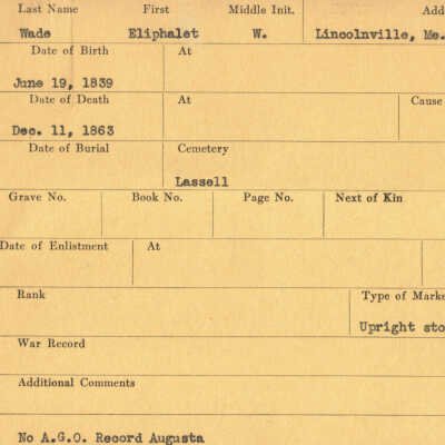 Eliphalet Wade Military Records
