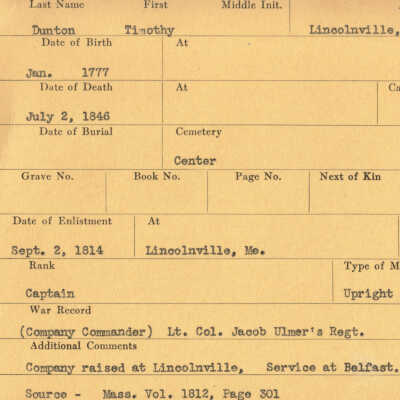 Timothy Dunton Military Records