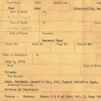 John Heal Military Records