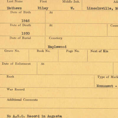 Riley W. Mathews Military Records