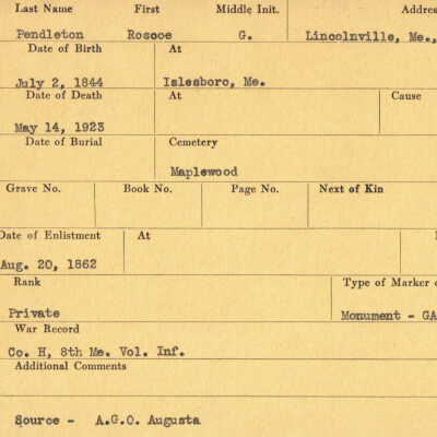 Roscoe G. Pendleton Military Records