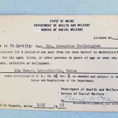 Boarding Home Licenses from the State of Maine