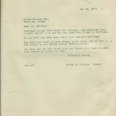 From George to Mr. Sherman