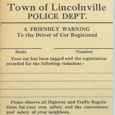 Traffic violation warning ticket