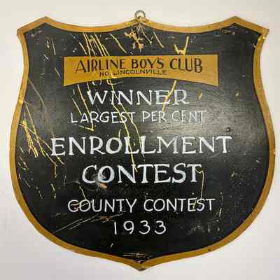 Airline Boy's Club No. Lincolnville Plaque for winning Largest Percent Enrollment Contest 1933 Waldo County