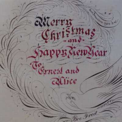 Fred O. Young's hand made greeting card