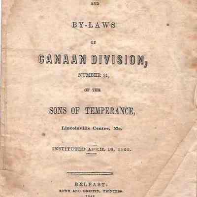Sons of Temperance By-laws 1846