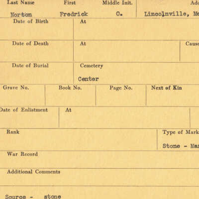 Frederick O. Norton Military Records