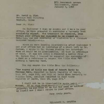 Letter from Griffin to Fish