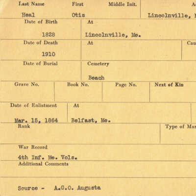 Otis Heal Military Records