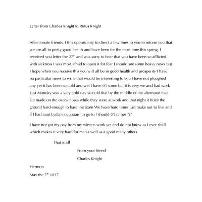 Knight Collection - 1837 Letter
