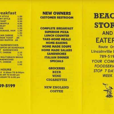 Beach Store Menu