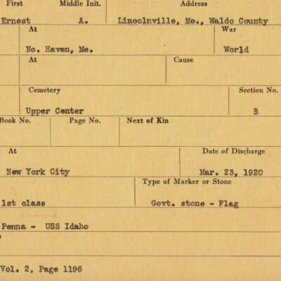 Ernest A. Webster Military Reocrds