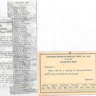 VFW news article and contact card