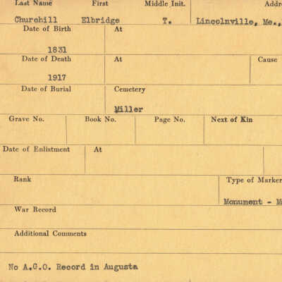 Elbridge T. Churchill Military Records