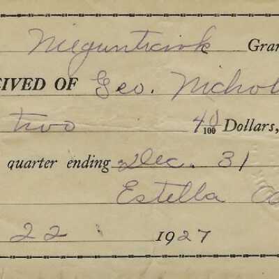 Megunticook Grange dues receipt