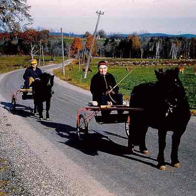Ralph Pease and Mrs. Pearse and pony 1961