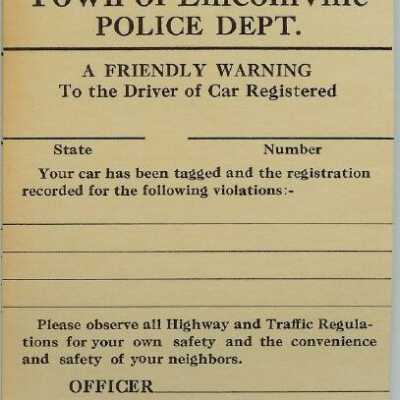Town of Lincolnville Police warning ticket