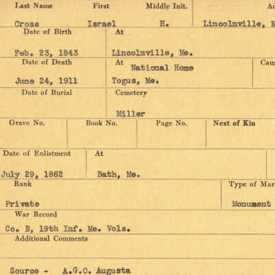 Israel H. Cross Military Records