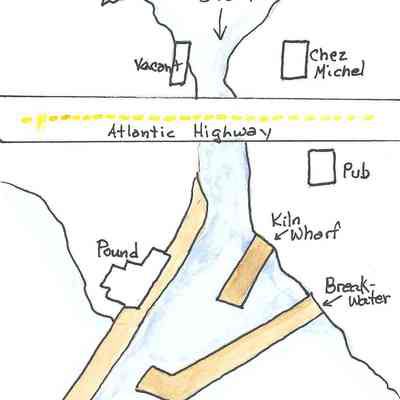 Map showing wharves at Frohock Brook c. 1850s