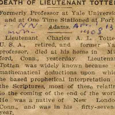 Fort Adams: DEATH OF LIEUTENANT TOTTEN