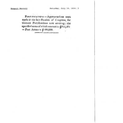 1834 NM Appropriations for 13 Forts