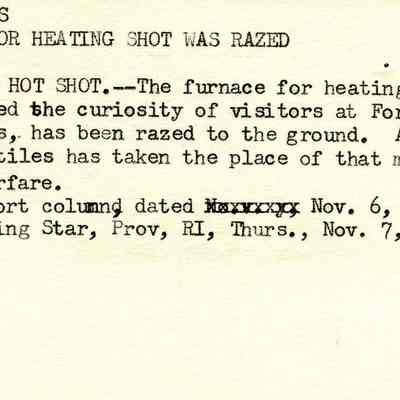 Fort Adams: FURNACE FOR HEATING SHOT WAS RAZED