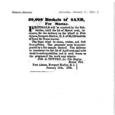 1835 NM 50,000 Busels of Sand