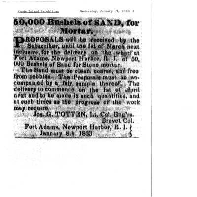 1833 RI Republican 50,000 Bushels of Sand