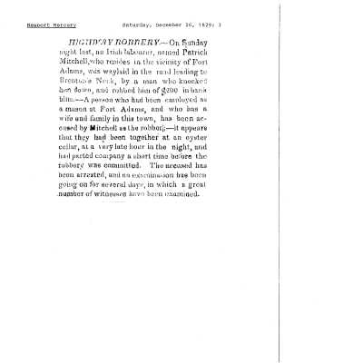 1829 Patrick Mitchell Robbery