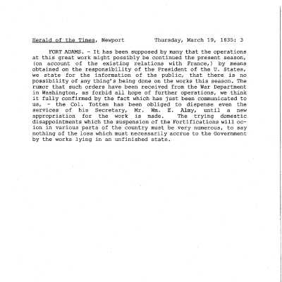 1835 March 19 Herald of the Times transcribed Appropriation Controversay