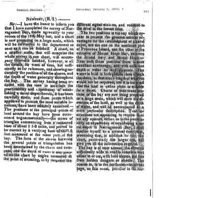 1833 NM Survey of Narragansett Bay