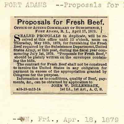 Fort Adams: April. 18, 1879