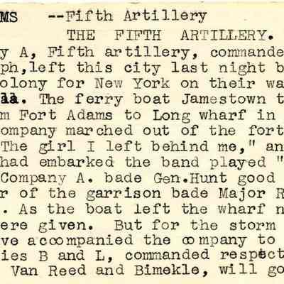 Fort Adams: THE FIFITH ARTILLERY