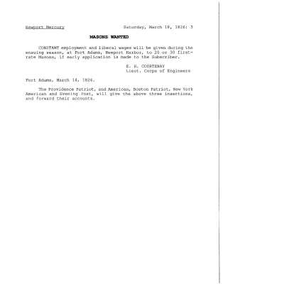 1826 NM Liberal Wages for Masons