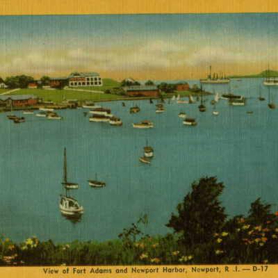 Vintage 3.5" x 5.5" Fort Adams & Newport Harbor American Art Postcard
